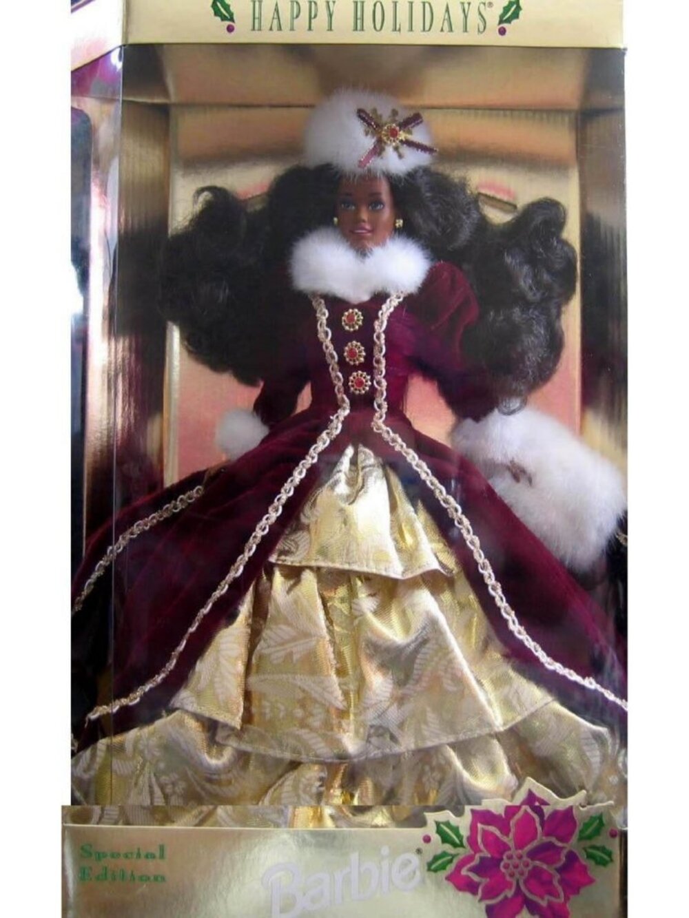 1996 Vintage African American Happy Holidays Doll - Collectible Holiday Decor